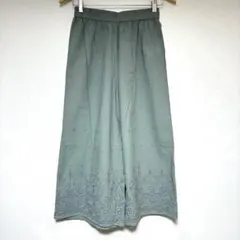 SEASON REASON 青系　刺繍入り　ガウチョパンツ　レディース　M