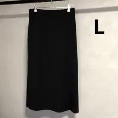 美品 ユニクロ ストレッチダブルフェイススリットスカート ブラック L