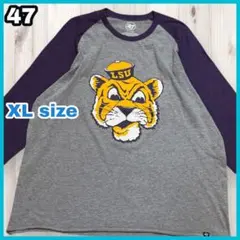 【US古着】47 LSU タイガース ビッグプリント ラグランTシャツ 七分袖