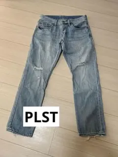 PLST プラステ ダメージ デニム ブルー 水色
