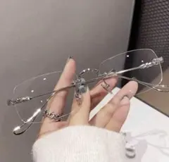 シルバー メタルフレーム メガネ