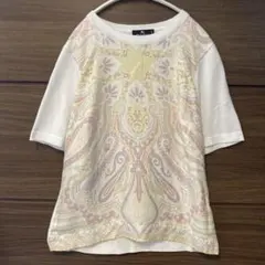 ETRO エトロ 高級シルク コットン 切替サマーニット ペイズリー スカーフ柄のサムネイル