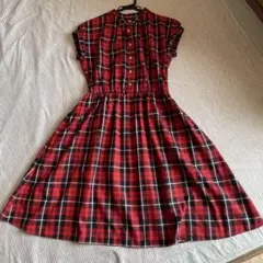 マッキントッシュフィロソフィー ワンピース 赤黒チェック