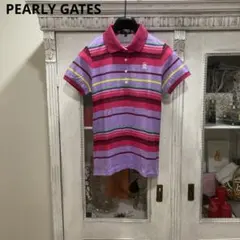 パーリーゲイツ 半袖シャツ 0 マルチボーダー コットンニット ゴルフウェア