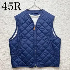 美品✨45R キルティング 中綿 ダウンベスト 馬革ファスナー プリマロフト