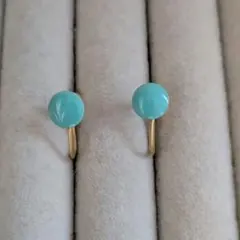 サ*ン様 ターコイズカラーの金属製イヤリング