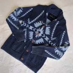 ローズバッド ニット カーディガン ジャガード 幾何学 ショールカラー メンズ