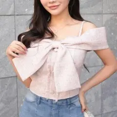 【LIP SERVICE】リボンオフショルトップス