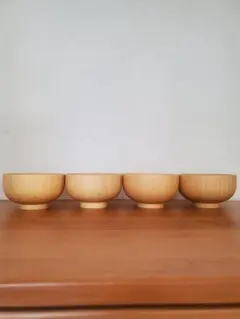 【新品・未使用】木製 汁椀 お椀 4個セットのサムネイル