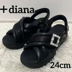 +diana プラスダイアナ 厚底 ビジューバックル クロスサンダル　24㎝のサムネイル