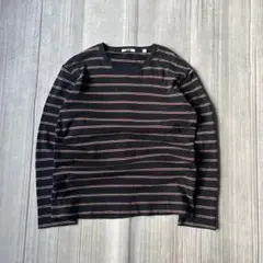 UNIQLO マルチボーダー カットソー ロンT ブラック レッド ホワイト M