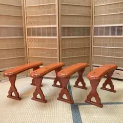 脇息 扶手 肘靠 根來塗 漆器 工藝品 朱紅色 4件 和風 旅館 家具 復古