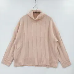 LEPSIM レプシィム リブ編み タートルネックセーター 淡いピンク