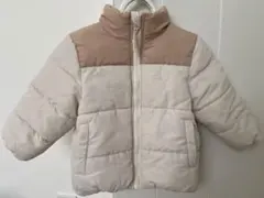 ベージュ/ホワイト ダウンジャケット　サイズ80