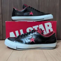 【US9.5】ワンスター 黒×赤 レザー ALL STAR #BK9W