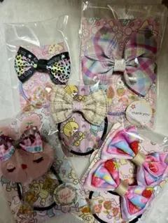 リボンヘアゴム♡キッズリボン　５点セット　ハンドメイド