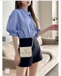 GRL バックレースアップバルーンスリーブブラウス[on168]