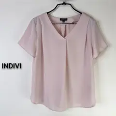 indivi Vネックタックブラウス ピンク