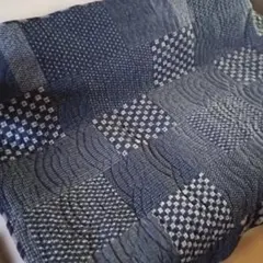 ハンドメイド*パッチワークキルト*ソファカバー　ベッドカバー　お昼寝　藍染　絣
