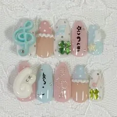 No.58ネイルチップ ウィッシュコア 顔文字 羽 クローバー