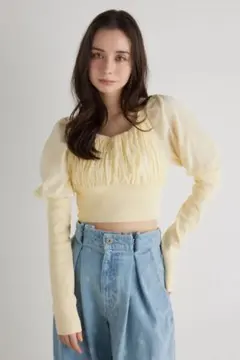 【rienda】バストギャザークロップドKnit TOP リエンダ
