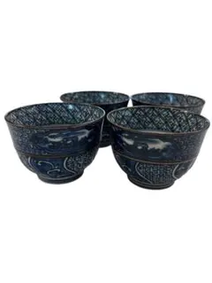 染付湯呑み 4客セット 古伊万里風 和食器 直径8高さ6cm