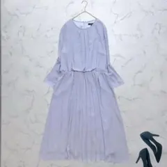 大きいサイズ アンタイトル ジョーゼット プリーツ ワンピース 48 ブルー