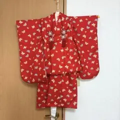 七五三 被布セット 赤 蝶々柄 3歳女の子のサムネイル