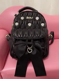 【LIZLISA】リズリサ メニービジューロン グリボンリュック ブラック