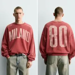 【希少】zara Washed Combo Print Sweatshirt Lのサムネイル