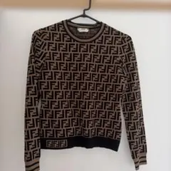 極美品】フェンディ FFモノグラム ポロシャツ ニット ブラック [40 