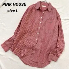 PINK HOUSE ピンクハウス　ギンガムチェックブラウス　チェックシャツ　Lのサムネイル