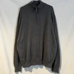 90s 00s usa古着 グレー ハイネック ハーフジップニット L