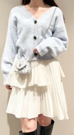 snidel フォックスファーオフショルカーディガン