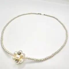 良品 K18 パールネックレス 一粒オーロラピンク 真珠 照りあり ベビー 