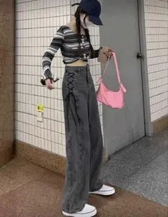 リボン カジュアルパンツ