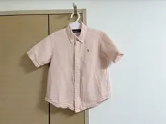 ポロ　ラルフローレン　半袖　120 オレンジ　ストライプ　ボタンダウン