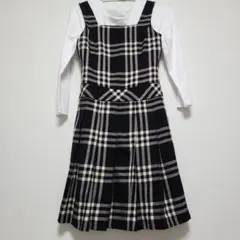 ジャンバースカート 黒と白のチェック柄