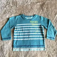 FRIENDS 長袖カットソー 青緑色 ストライプ 95 cm