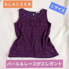 GLACIER レース ノースリーブ トップス パープル L