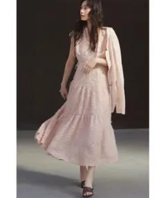 FRAY I.D フリンジジャガードティアードワンピース