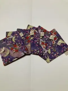 和柄コースター　6枚(紫)【ハンドメイド】