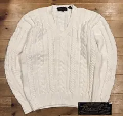 ニット 古着 90s Eddie Bauer エディーバウアー M 白 極美品