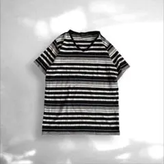 ストライプ Vネック Tシャツ 半袖