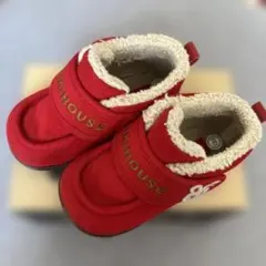 ミキハウス 赤 ベビーシューズ ウサギ刺繍　13.5㎝