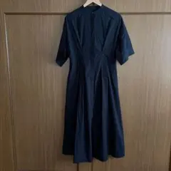 ☆KBF☆フロントタックバンドカラーシャツワンピース☆ネイビーのサムネイル