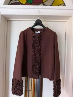 MARNI フリルノーカラージャケット ブラウンのサムネイル
