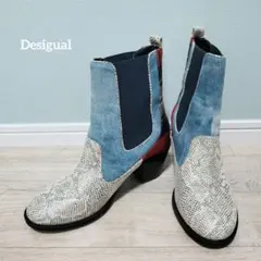 【美品】 デシグアル Desigual CHELSEA PATCH サイドゴア