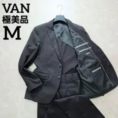 【極美品】VAN ブラック　ストライプスーツ　M　細め　薄手　春夏向け　通気性
