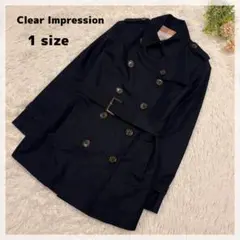 【クリアインプレッション】ミドル丈 トレンチコート 1 ブラック ベルト付き